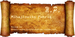 Mihajlovits Patrik névjegykártya